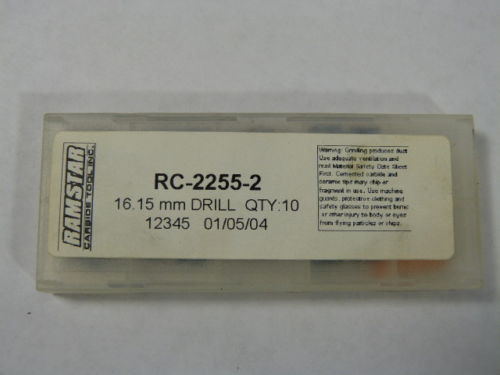 Ramstar RC2255-2 Drill Bit Insert 16mm Box of 10 ! NEW !