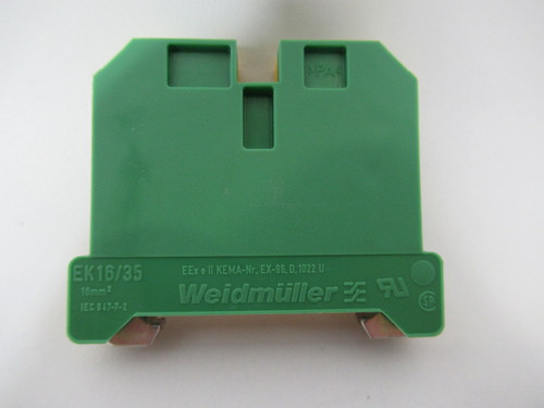 Weidmuller EK16/35 Terminal Block Lot of 20 GREEN/YELLOW USED