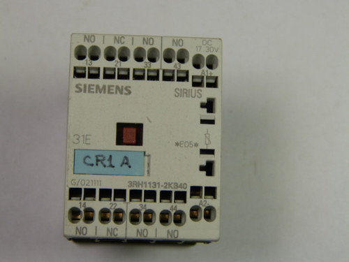 Siemens 3RH1131-2KB40 Contactor 1NC/3NO 17-30VDC 10A 600VAC  USED
