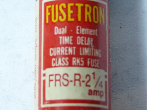 Fusetron FRS-R-2-1/4 Time Delay Fuse 2.25A 600V USED