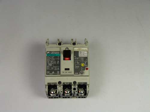 FujiElectric  EW100EAGU-3P075 Earth Leakage Circuit Breaker 75A 50/60Hz USED