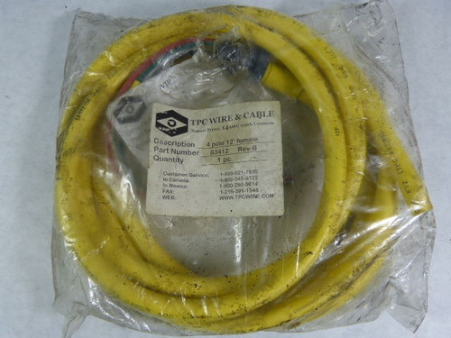 cWire & Cable 83412 4-Pole Cord Set 12ft ! NEW !