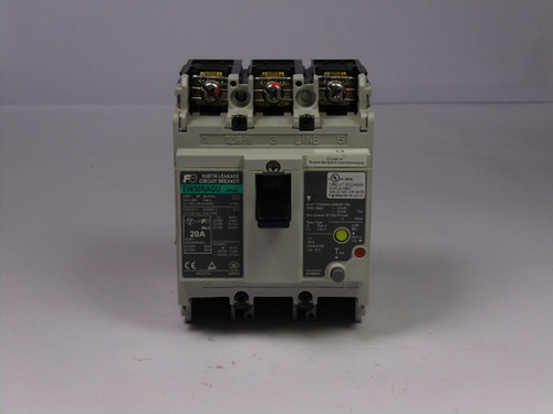 Fuji Electric EW50RAGU3P020 Earth Leakage Circuit Breaker 20A 3pole USED