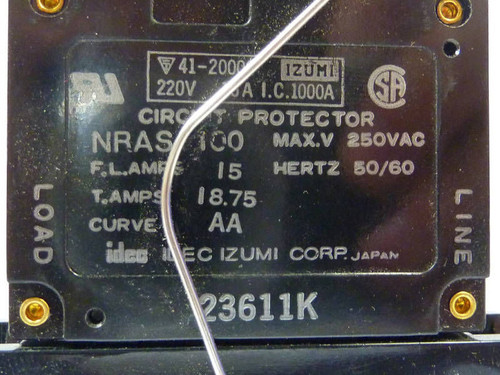IDEC Izumi NRAS1100 Circuit Protector 220V 10A USED