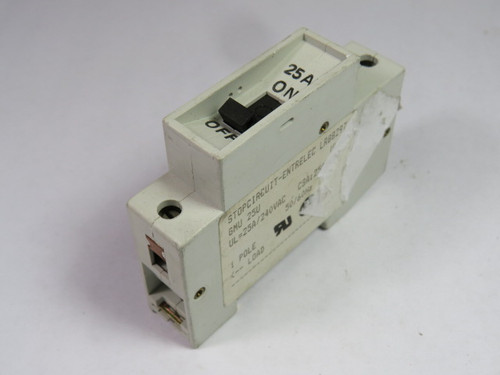Entrelec GMU-25U Circuit Breaker 25A 1-Pole USED