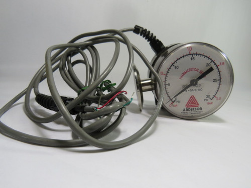 Anderson 0-30 Pressure Gauge W/ Stand 0-30 PSI 0-2.0 BAR USED