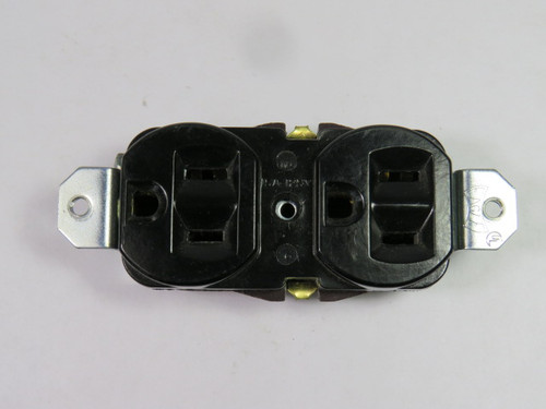 Eagle 298-2BK-BU Duplex Pushwire Receptacle 15A 125VAC Black USED