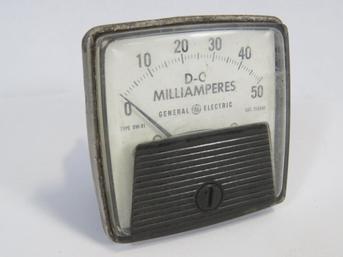 General Electric 50-254300HYHY1 Panel Meter 0-50 DC Milliamperes USED