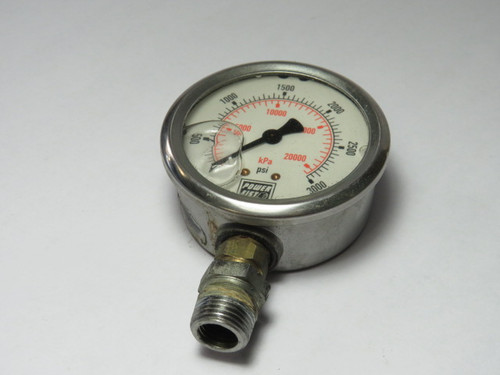 Power Fist 0-3000 Pressure Gauge 0-3000 PSI 0-20000 KPA USED