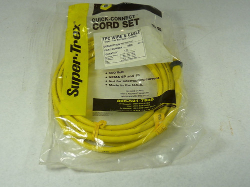 TPC 84820 Cordset, Male 3 Pole 20FT ! NEW !