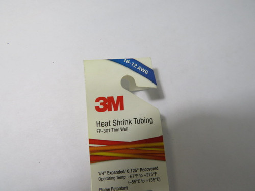 3M FP-301 Black Thin Wall Shrink Wrap Tubing 16-12AWG 3.5' Length ! NEW !