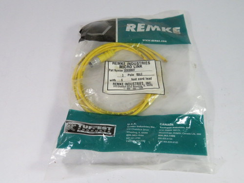 Remke 203E0060T 3P Male 6' Yellow Cord NWB