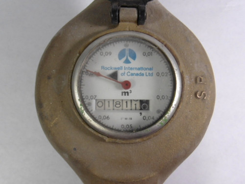 Rockwell W-18 Water Meter SR Series 1" 6-Digit 0.01-0.09 Meters Cubed USED