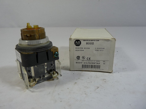 Allen-Bradley 800T-24JX2KB7AX 3-Pos Illum. Selector Switch 24VAC 1NO 1NC ! NEW !