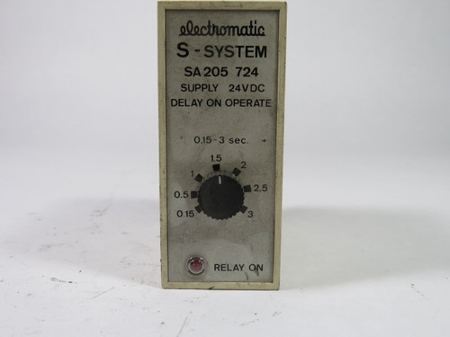 Electromatic SA205-724 Delay On Operate Relay 0.15-3 Sec USED