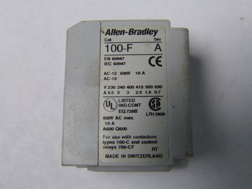 Allen-Bradley 100-FB11 Auxiliary Contact Block 1NO 1NC USED