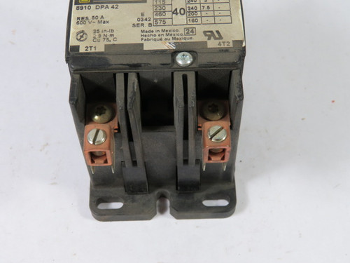 Square D 8910-DPA-42 Contactor 40A 600VAC Series B NO COIL INCLUDED USED