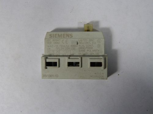 Siemens 3RV1901-1D Auxiliary Contact Block 1NO 1NC USED