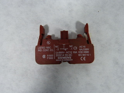 Siemens 3SB1-430-OC Pushbutton Switch NC Contact Block USED