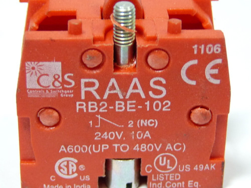 C&S RB2-BE-102 Contact Block 10A 240V Red USED