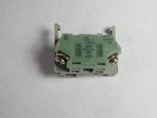 IDEC TW-C10M Contact Block 1NO 600V GREEN USED