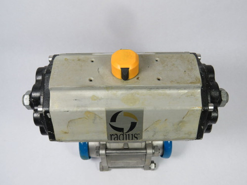 Radius AS-020 Pneumatic Actuator Spring Return W/Ball Valve 1/4" 120 PSI USED