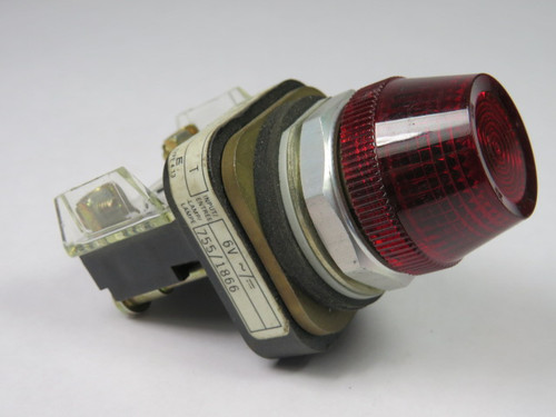 Allen-Bradley 800T-Q06R Series T Universal Pilot Light 6V Red Lens USED