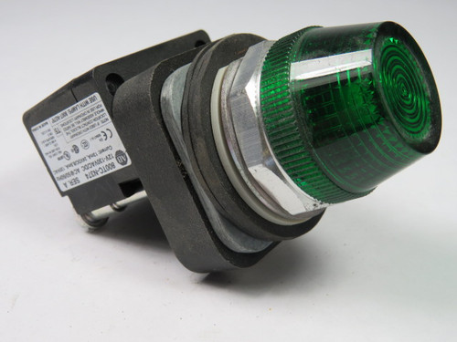 Allen-Bradley 800TC-QH2G Universal LED Pilot Light 12-130V Green Lens USED