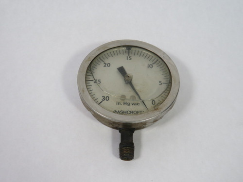 Ashcroft 250-2456-A Liquid Filled Gauge 30-0 In. Hg Vac 4" Diam 1/4" NPT USED