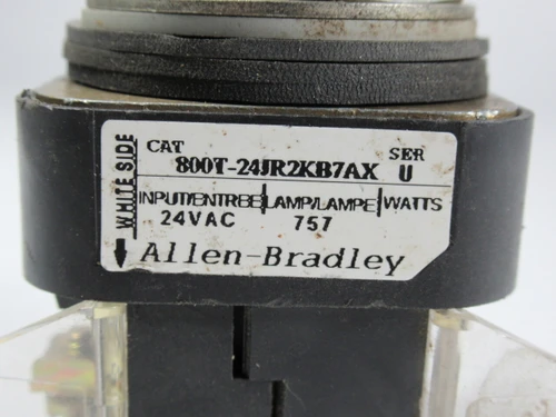 Allen-Bradley 800T-24JR2KB7AX Series U Selector Switch 24V Red Lens 1NO 1NC USED