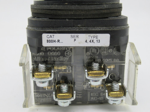 Allen-Bradley 800H-R2B Series F Push Button Black Booted Head 2NO 2NC USED