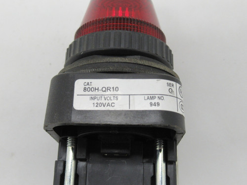 Allen-Bradley 800H-QR10R Series G Universal Pilot Light 120V Red Lens USED