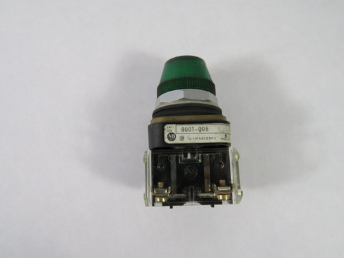 Allen-Bradley 800T-Q06G Universal Pilot Light 6V Green Lens Series T USED