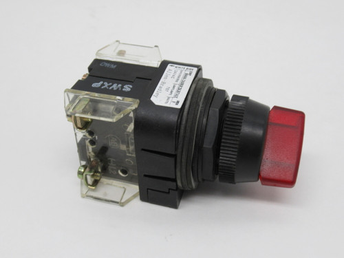 Allen-Bradley 800H-24JRR2KB7AX Series F Selector Switch Red Lens 1NO 1NC USED