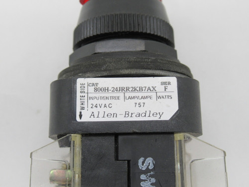 Allen-Bradley 800H-24JRR2KB7AX Series F Selector Switch Red Lens 1NO 1NC USED