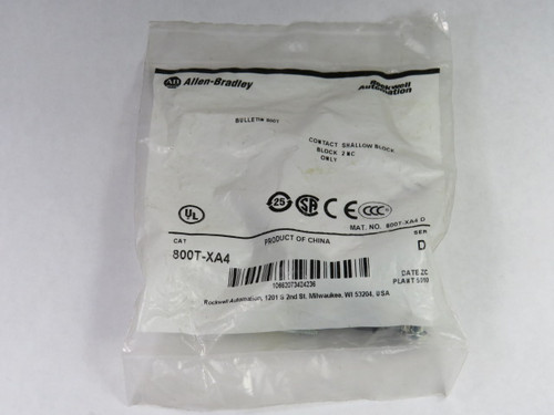 Allen-Bradley 800T-XA4 Ser D Shallow Contact Block Switch 10A 600VAC 2NC ! NWB !