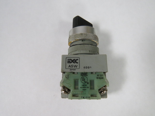 IDEC ASW210 Selector Switch 600V 10A 1NO 2-Position USED