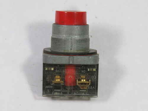 Furnas Electric Co 52PA8 Ser B Push Button 1NC Red Extended USED