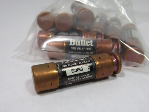 Bullet ECNR3 Time Delay Fuse 3A 250Vac Lot of 10 USED