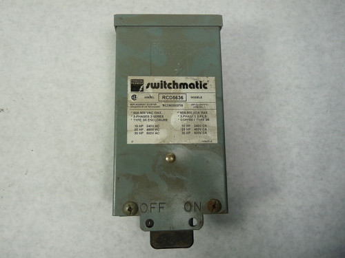 Federal Pioneer RCD5636 Non-Fused Disconnect Switch 60A 3Ph 3W 600V USED