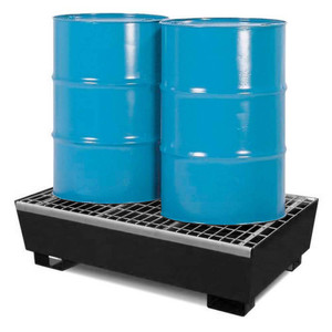 2 Drum Steel Spill Pallet, Black (9002-BU)
