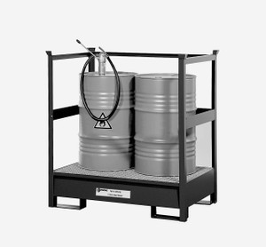 2 Drum Steel Stacker Spill Pallet, Black (9012-BU)