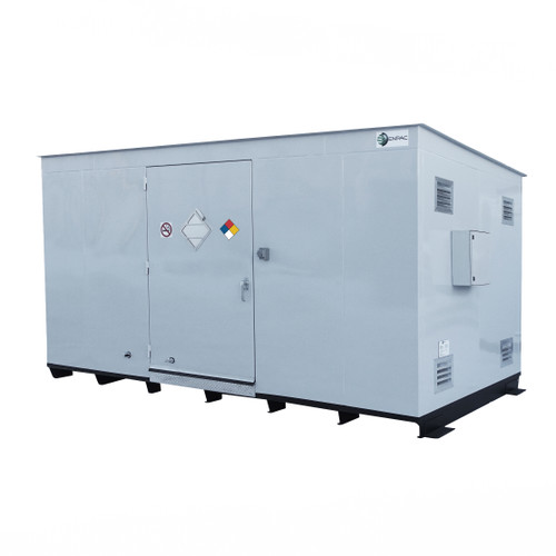 Steel HazMat Storage Building, 2 Hour Fire-Rated, White