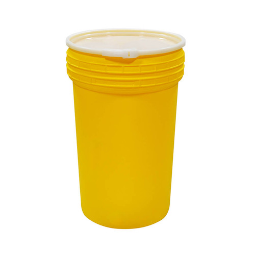 55 Gallon Nestable Drum, Plastic Lever-Lock, Yellow (1255-YE)