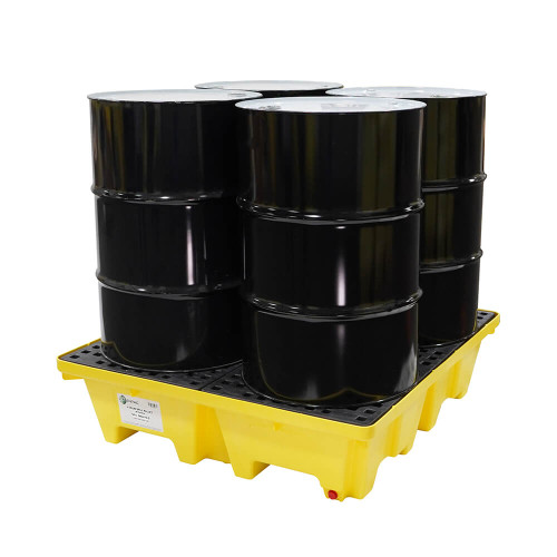 4-Way 4 Drum Poly Spill Pallet, Yellow (5444-YE)