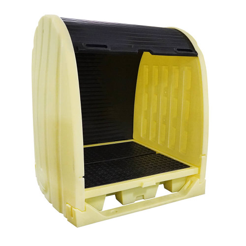 4 Drum Roll-Top Hardcover Spill Pallet, Yellow (4064-YE)