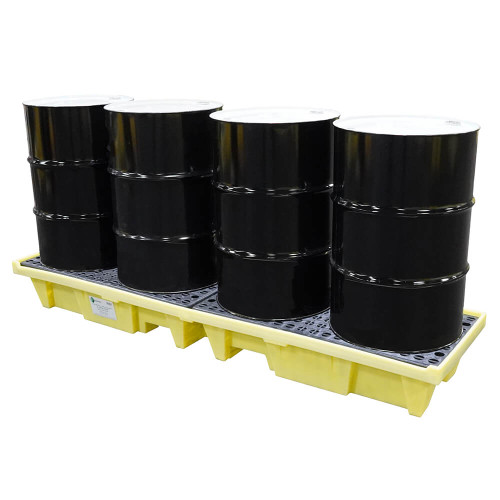 4 Drum In-Line Poly Spill Pallet, Yellow (5102-YE)