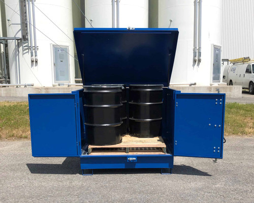 Ultra-Hard Top S4, 4-Drum Steel Spill Pallet, Blue