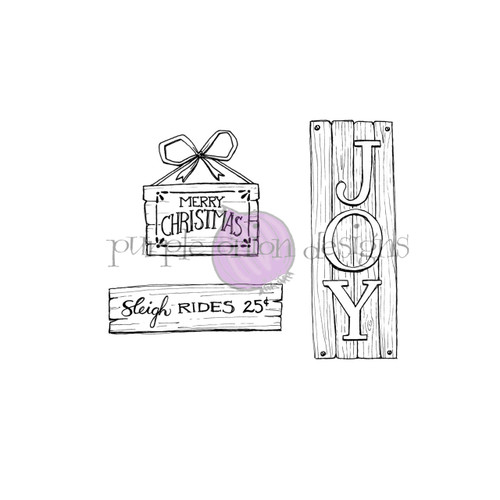 Stacey Yacula Studio Winter Holiday Wood Signs Set Of 3 Purple Onion Designs