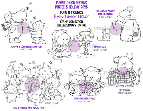 Chilliezgraphy - Tofu & Friends - Frosty Winter Wishes Stamp Bundle (6 stamps)